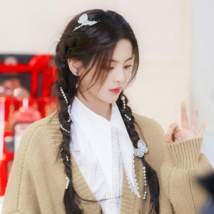 杨超越同款珍珠发带女夏蝴蝶发夹网红夹子头饰绑发飘带编马尾发饰