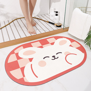 粉兔兔浴室地垫硅藻泥吸水垫卫生间门口脚垫厕所进门防滑地毯卫浴