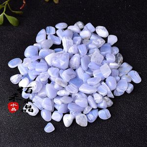 天然蓝玉髓碎石小颗粒摆件鱼缸花盆园艺造景装饰淡蓝色水晶小石头