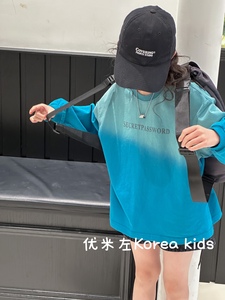 波拉bora韩国童装女童卫衣洋气时髦2024春装儿童长袖T恤渐变色潮