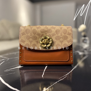 【麦麦美国代购】coach/蔻驰专柜款 parker18 棕色山茶花链条包