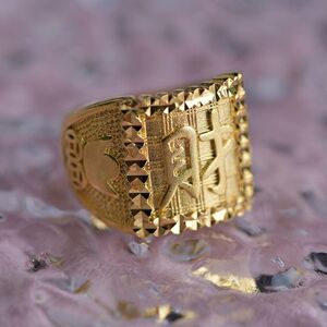 越南土豪金金色男士戒指活口指环暴发户土豪道具沙金不掉色款