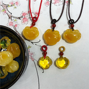 壹家蜜蜡 天然无优化蜜蜡如意锁小吊坠双面鸡油黄宝宝锁小配饰