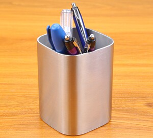 060人付款淘宝金属笔筒大号方形笔筒收纳不锈钢简约c办公时尚磨砂s