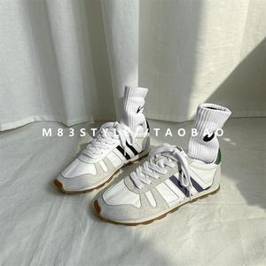 M83STYLE复古港风运动鞋两条杠女鞋平底系带学生板鞋韩版ulzzang