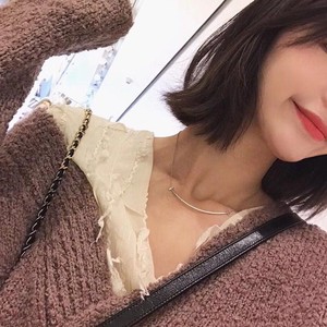 日本购精工版925纯银微笑项链笑脸锁骨链明星网红同款女大小号