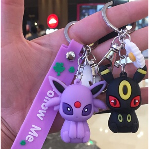 新款宝可梦伊布家族卡通钥匙扣汽车挂饰游乐园可爱公仔钥匙链