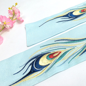 如梦霓裳汉服女装绣花发带翎羽孔雀刺绣花发饰古典原