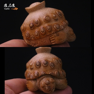 德宝斋竹根雕精品苏工名家杨吉纯手工雕老料满钉元宝乌龟手把件