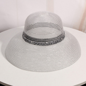 夏季女士遮阳帽防紫外线海边防晒银色太阳帽子折叠沙滩帽百搭出游