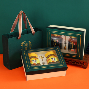 蜂蜜包装盒两斤装含玻璃瓶高档礼品盒定制柚子茶罐子手提礼盒空盒