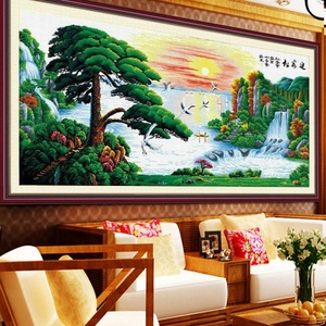 中堂十字绣迎客松