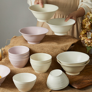 陶瓷4.5英寸米饭碗7英寸面碗组合装家用北欧风吃饭吃面碗 微瑕