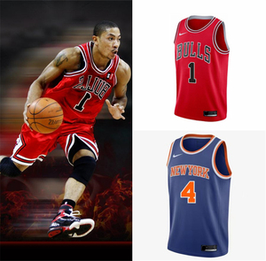 正品罗斯球衣4号尼克斯城市版活塞队森林狼25号公牛1号篮球服男女