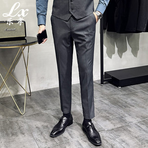 男士西装裤韩版修身商务垂坠感羊毛西裤纹理高级感夏季薄款直筒裤
