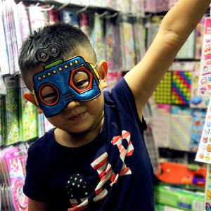龙彩文具创意diy机器人面具公主化妆舞会男女半脸儿童派对武士