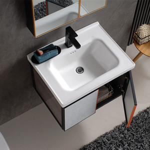 太空铝洗手盆陶瓷一体盆卫生间洗脸盆pvc轻奢洗漱岩板浴室柜组合