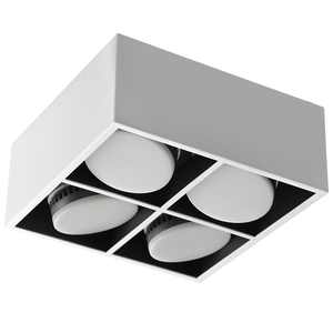 凯立德 四头筒灯明装方形斗胆灯led格栅灯无主灯免开孔客厅吸顶灯