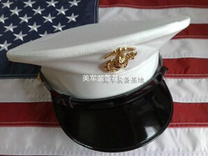 usmc美国海军陆战队士官礼服礼帽大檐帽制服帽子白色大檐帽纽扣