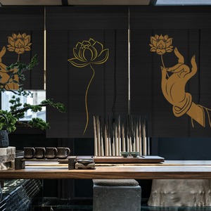 卓越商贸6668淘宝佛堂禅意佛柜装饰隔断印花竹帘窗帘卷帘佛龛遮挡帘