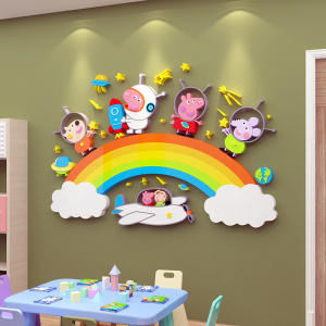 幼儿园主题文化墙面装饰小猪佩奇贴纸环创主题墙成品环境布置材料