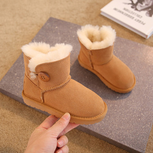 estugg儿童鞋加绒棉靴短靴冬季雪地靴女童2021新款小童宝宝学步鞋