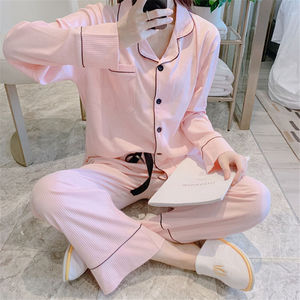 夏娃之秀明星同款睡衣女春秋款纯棉长袖开衫甜美可爱公主风白色家