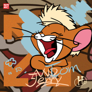 ow猫和老鼠联名汤姆和杰瑞印花长袖t恤男ins白色休闲情侣连帽卫衣