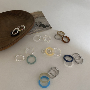 感亚克力珍珠戒指女韩ins潮套装组合食指戒时尚个性指环恋物集lw5