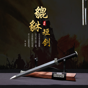 龙泉古越花纹钢小汉剑防身短剑手工袖珍宝剑冷兵器一体小剑未开刃