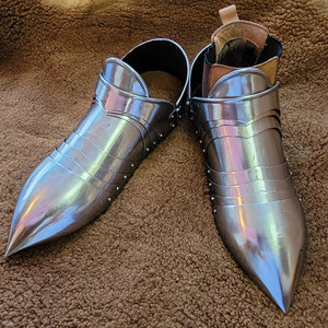 实时库存=欧洲中世纪骑士板甲铁鞋全包哥特鞋甲盔甲真人可穿包邮