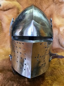实时库存=巴黎军博bascinet中盔 14世纪欧洲骑士板甲头盔可穿戴