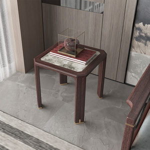 造诣现代轻奢乌金木角几摆件新中式沙发边几客厅小方几实木家具m9