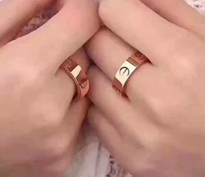 纯银卡地亚love戒指女满天星签名款经典同款18玫瑰金男情侣对戒