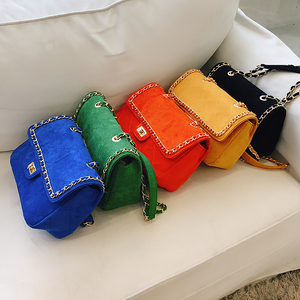 明星抖音网红女侠于momo同款小香风菱格单肩手提斜挎包包女19新款