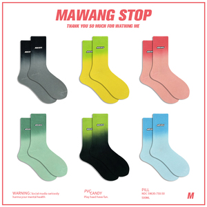 【MAWANG】新款彩色袜子扎染渐变网红ins潮运动风情侣男女中筒袜