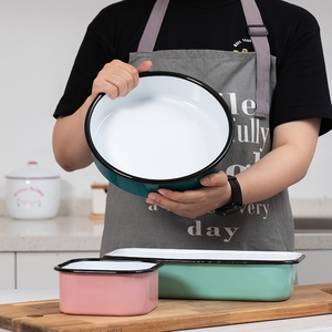 珐琅搪瓷烤盘芝士焗饭三明治烤盘创意盘子碗家用2021新款搪瓷盘子