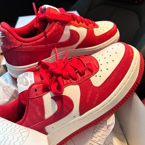 耐克nike air force 1空军一号男女新红色运动休闲板鞋定制婚鞋
