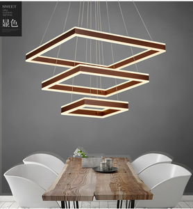 现代简约LED方形亚克力鱼线客厅餐厅吊灯 艺术个性创意 上下发光