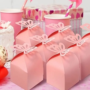 跨境派对紫色糖果饼干礼盒珠光纸纯色蝴蝶喜糖盒方形盒纸盒子