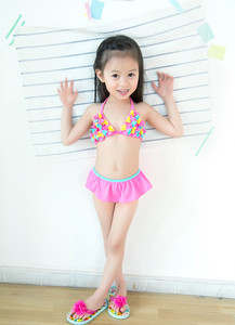 儿童泳衣 女童碎花立体大花朵可爱可调节比基尼泳装