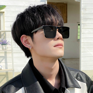 墨镜男潮高级感ins韩版方框大脸嘻哈眼镜开车专用偏光痞帅太阳镜