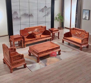 九雍堂红木沙发刺猬紫檀非洲花梨松鹤延年新中式红木家具