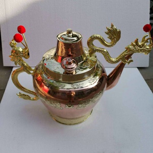 老北京加厚龙嘴大铜壶茶汤壶莲子粥电壶大碗茶凉茶莲子羹龙壶商