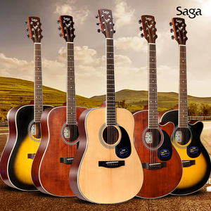 saga萨伽sf700c单板民谣吉他入门初学电箱男女学生圆缺角木吉它