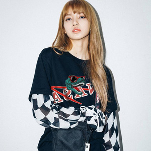 lisa大牌t恤女明星同款 短袖 宽松型圆领卡通体恤半袖夏季潮