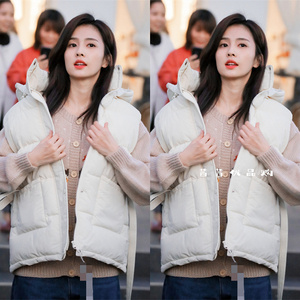 sly白鹿同款衣服女秋冬季圣诞图案针织开衫长袖毛衣羽绒马甲外套