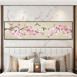 喜上眉梢卧室床头装饰画新中式房间挂画现代简约主卧背景墙壁画