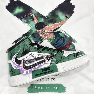 青少年海贼王联名鞋男孩aj路飞高帮帆布鞋子初中学生潮流百搭板鞋