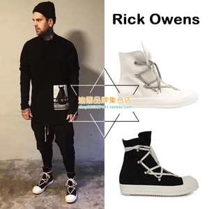 代购Rick owens 高帮男鞋RO板鞋五芒星靴子女鞋帆布鞋低帮情侣鞋